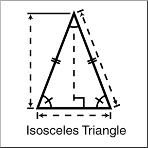 Clip Art: Shapes: Triangle: Isosceles Geometry B&W Labeled
