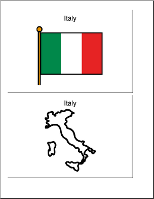 Map and Flag Cards: Italy