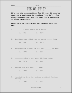 Its or It’s? (elementary) Worksheets
