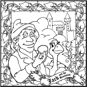 Clip Art: Jack and the Beanstalk 1 B&W