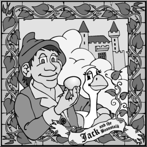 Clip Art: Jack and the Beanstalk 1 Grayscale