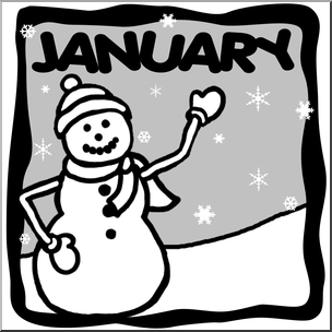 Clip Art: Month Graphic: January B&W