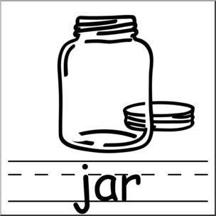 Clip Art: Basic Words: Jar B&W Labeled