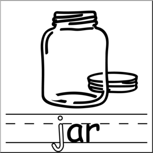 Clip Art: Basic Words: -ar Phonics: Jar B&W