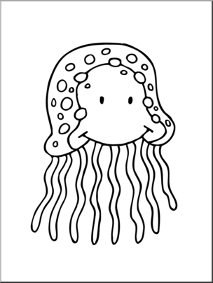 Clip Art: Cartoon Jellyfish B&W