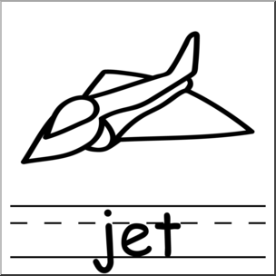 Clip Art: Basic Words: Jet B&W Labeled
