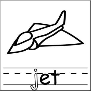 Clip Art: Basic Words: -et Phonics: Jet B&W