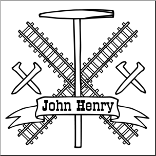 Clip Art: US Folklore: John Henry B&W