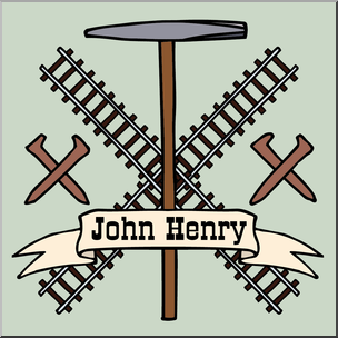 Clip Art: US Folklore: John Henry Color 1