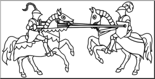Clip Art: Medieval History: Joust B&W