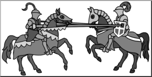Clip Art: Medieval History: Joust Grayscale