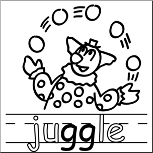Clip Art: Basic Words: Double Consonants GG: Juggle B&W