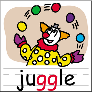 Clip Art: Basic Words: Double Consonants GG: Juggle Color