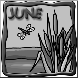 Clip Art: Month Graphic: June Grayscale