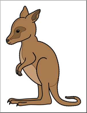 Clip Art: Baby Animals: Kangaroo Joey Color 1