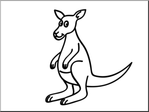 Clip Art: Basic Words: Kangaroo B&W Unlabeled