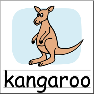 Clip Art: Basic Words: Kangaroo Color Labeled