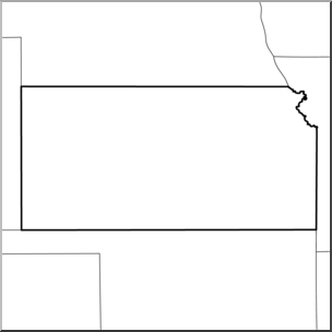 Clip Art: US State Maps: Kansas B&W