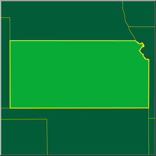 Clip Art: US State Maps: Kansas Color