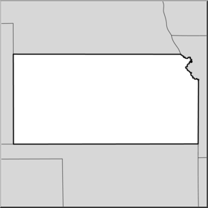 Clip Art: US State Maps: Kansas Grayscale