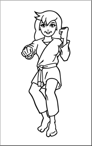Clip Art: Karate Girl B&W