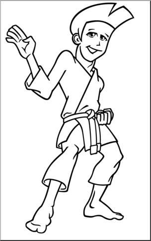 Clip Art: Karate Guy B&W