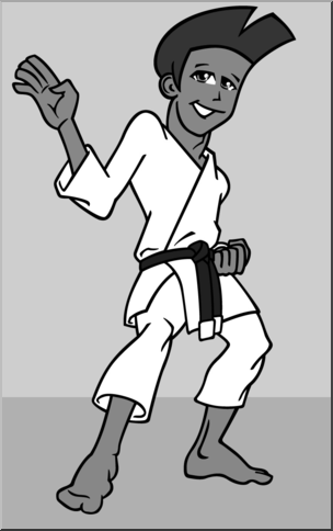 Clip Art: Karate Guy Grayscale