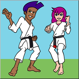 Clip Art: Karate Kids Color