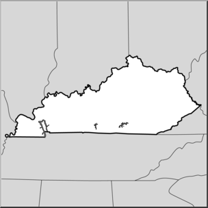 Clip Art: US State Maps: Kentucky Grayscale