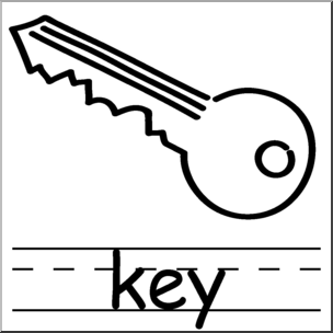 Clip Art: Basic Words: Key B&W Labeled