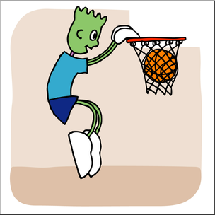 Clip Art: Cartoon School Scene: Sports: Basketball 07 Color