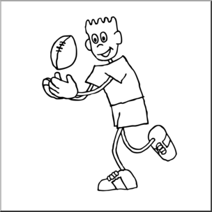 Clip Art: Cartoon School Scene: Sports: Football 03 B&W