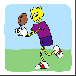 Clip Art: Cartoon School Scene: Sports: Football 03 Color
