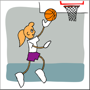 Clip Art: Cartoon School Scene: Sports: Basketball 05 Color