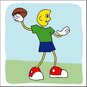 Clip Art: Cartoon School Scene: Sports: Football 04 Color