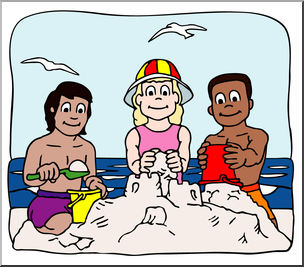 Clip Art: Kids: At the Beach Color