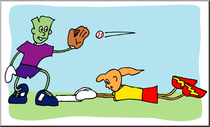 Clip Art: Cartoon School Scene: Sports: Baseball 07 Color