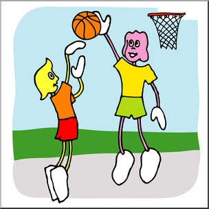 Clip Art: Cartoon School Scene: Sports: Basketball 06 Color