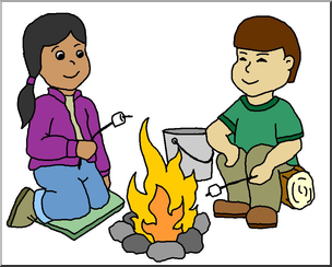 Clip Art: Kids: Around the Campfire Color