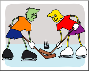 Clip Art: Cartoon School Scene: Sports: Ice Hockey 02 Color