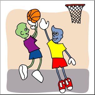 Clip Art: Cartoon School Scene: Sports: Basketball 01 Color