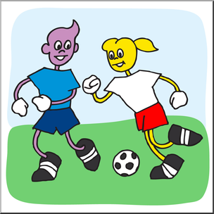 Clip Art: Cartoon School Scene: Sports: Soccer 01 Color