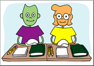 Clip Art: Cartoon School Scene: Classroom 19 Color