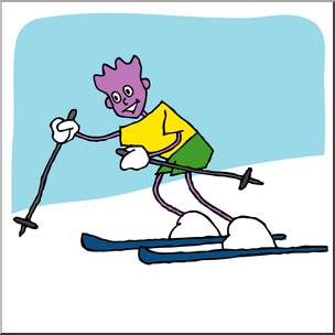 Clip Art: Cartoon School Scene: Sports: Winter Sports 02 Color
