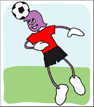 Clip Art: Cartoon School Scene: Sports: Soccer 04 Color