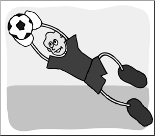 Clip Art: Cartoon School Scene: Sports: Soccer 05 Grayscale