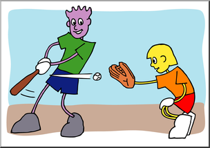 Clip Art: Cartoon School Scene: Sports: Baseball 05 Color