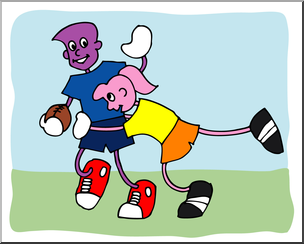 Clip Art: Cartoon School Scene: Sports: Football 02 Color
