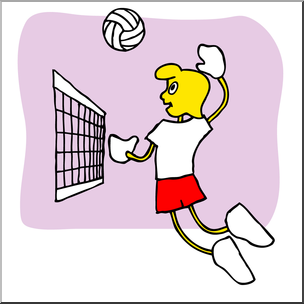 Clip Art: Cartoon School Scene: Sports: Volleyball 01 Color