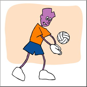 Clip Art: Cartoon School Scene: Sports: Volleyball 02 Color